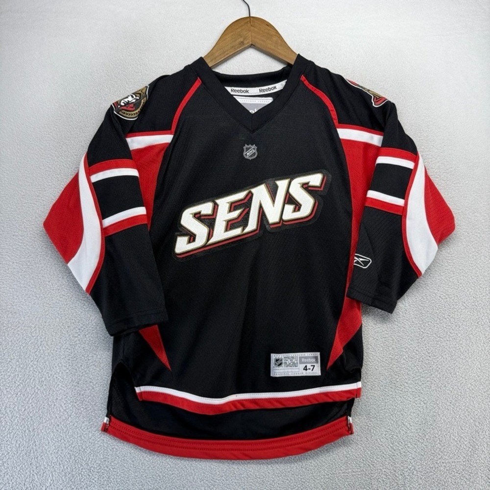 Ottawa Senators Hockey Jersey Youth 4-7 Black Red Heatley Reebok NHL Logo #15